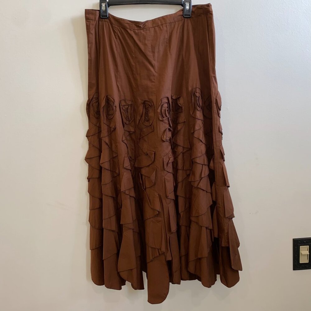 Cordelia Brown Corset Ruffle Cotton Maxi Skirt
